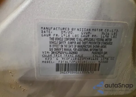 2020 Nissan Kicks Sr from USA, damaged, VIN 3N1CP5DV1LL552693